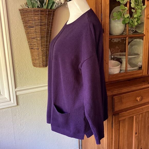 J Jill Pullover Cotton Blend Crewneck Long Sleeve Purple Sweater Size Medium - Picture 3 of 13